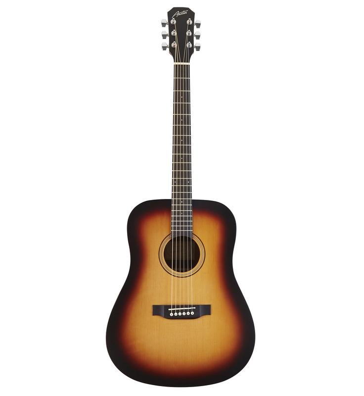 Austin AA25DSSB Acoustic Dreadnought Guitar – Satin Sunburst
