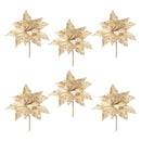 Melrose Beaded Poinsettia Flower Stem (Set of 6)