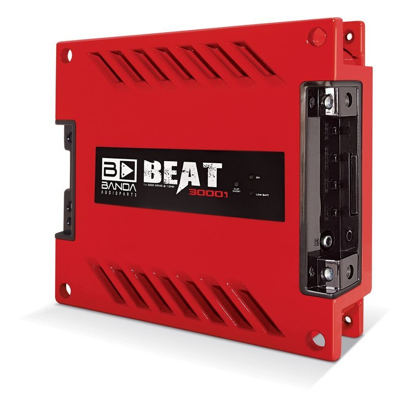 Banda BEAT3000.1RED 3000W RMS 1ch 1Ω Red Amplifier Subwoofer Subsonic Filter LPF