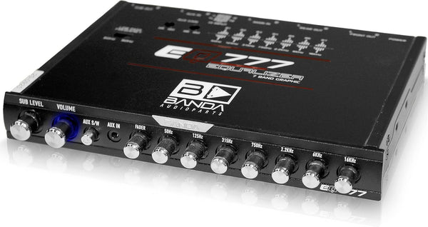Banda 1/2 DIN Seven Band Graphic Car Equalizer Crossover w/ Front Aux - EQ777