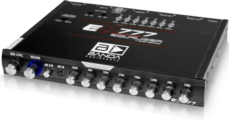 Banda 1/2 DIN Seven Band Graphic Car Equalizer Crossover w/ Front Aux - EQ777