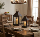 Footed Iron Metal Lantern (Set of 2)