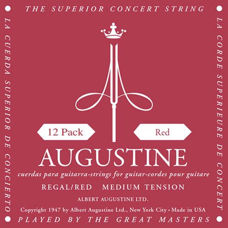 Augustine Regal Red Medium Tension Nylon Guitar Strings – 12-Pack