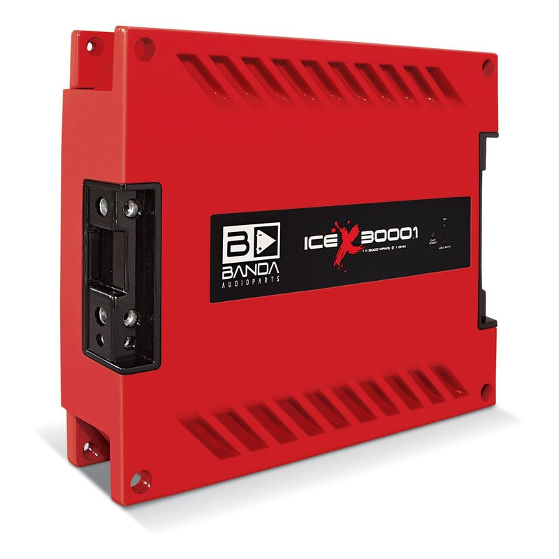 Banda ICEX3000.1RED 3000W RMS 1ch 1Ω Red Amplifier Boost Audio Mono Bass HPF LPF