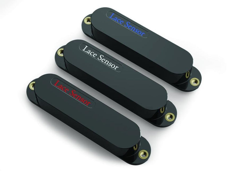 Lace Sensor Ultimate Triple Blue/Silver/Red S/S/S Pickup Set – Black Covers