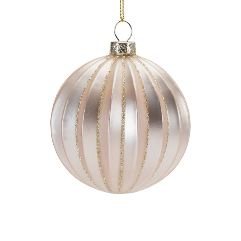 Metallic Ribbed Glass Ball Ornament (Set of 6)