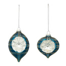 Melrose Plaid Glass Reflector Ornament (Set of 12)