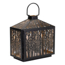 Melrose Forest Cut Metal Lantern with Gold Accent 12"H Rustic Black  Gold