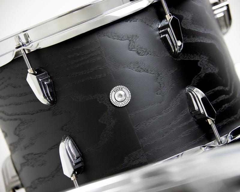 British Drum Co Raven Club Drum Shell Kit (12", 16", 22") - Black Ash Birch