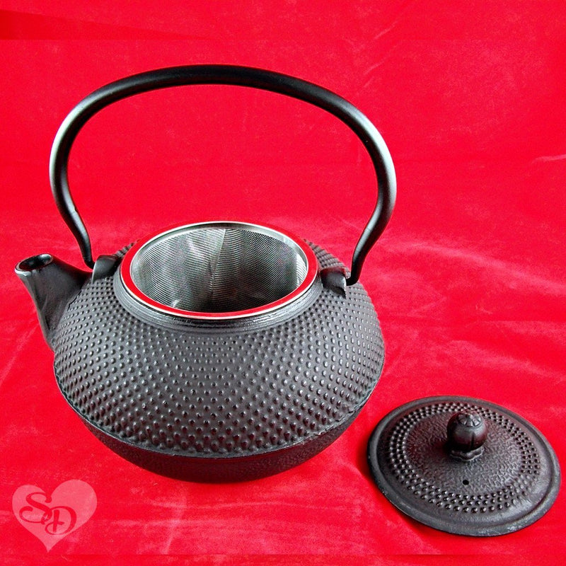 NEW Japanese Tetsubin Cast Iron Teapot 50 oz / 1.5 L Black Large Hobnail Infuser