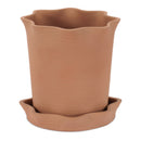 Melrose Wavy Ceramic Planter with Saucer 7"H Planter, Wavy Patterned, Ceramic