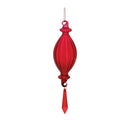 Melrose Red Ribbed Glass Drop Ornament with Jewel (Set of 3)