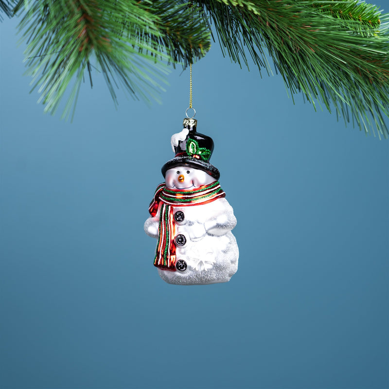 Glittered Glass Snowman Ornament (Set of 6)