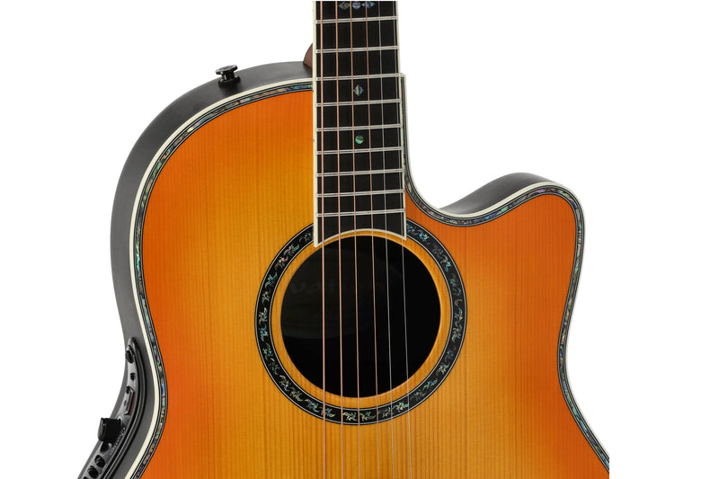 Ovation Custom Balladeer Acoustic‑Electric Guitar - Vintage Burst w/ Gig Bag