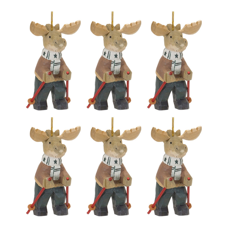 Moose on Skis Ornament (Set of 6)