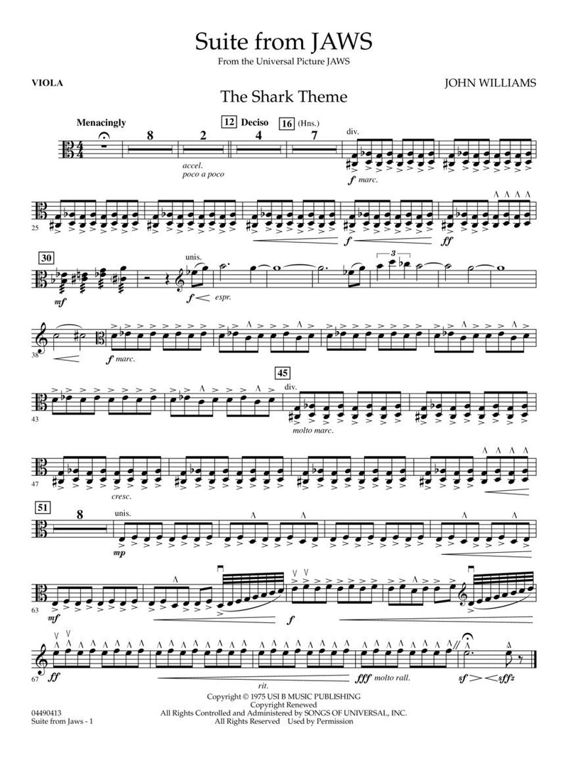 John Williams Suite from Jaws Orchestra Sheet Music– Score & Parts