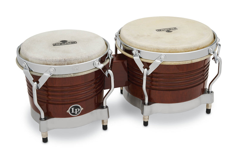 Latin Percussion 7-1/4" & 8-5/8" Matador Bongos - Almond Brown Chrome - M201-AB