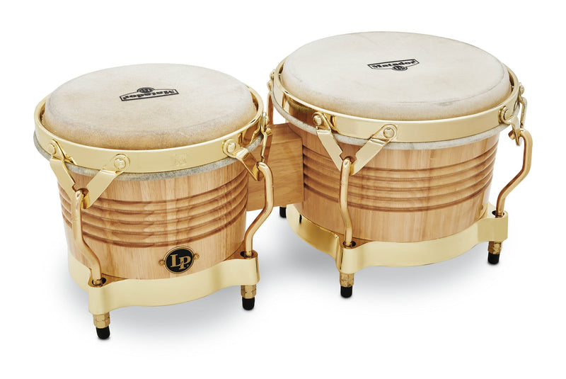 Latin Percussion 7-1/4" & 8-5/8" Matador Bongos - Natural Oak/Gold Hardware