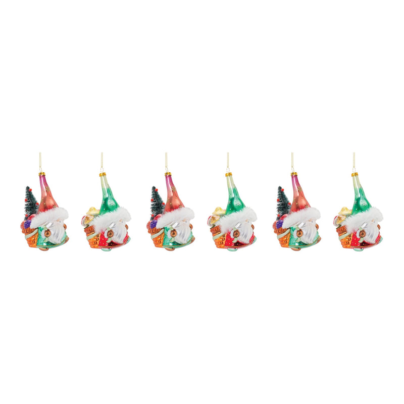 Glass Santa Gnome Ornament (Set of 6)