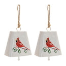 Melrose Metal Cardinal Bird Bell Ornament (Set of 2)