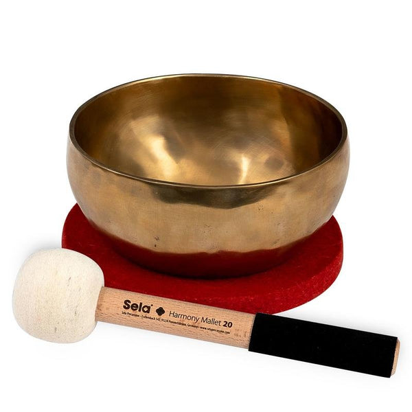 Sela Harmony 6.7" Brass Singing Bowl w/ Mallet & Felt Stationary Ring – SE262