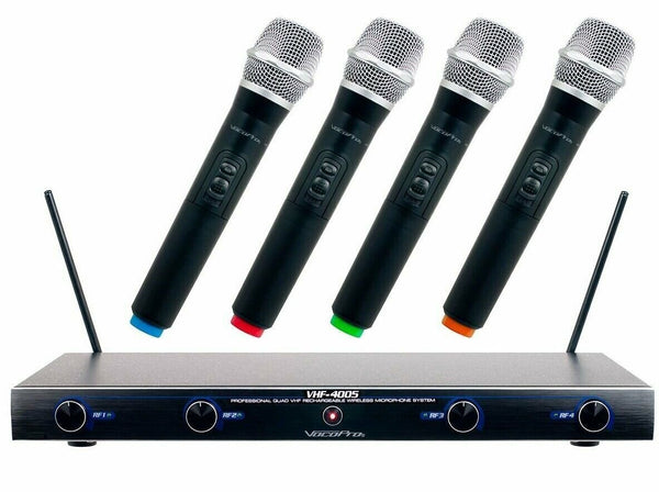 VocoPro VHF Wireless Microphone System 4 Channel Rechargeable - New Open Box