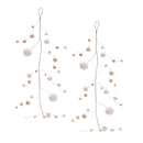 Melrose Wood Bead and Puff Ball Garland (Set of 2)