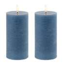 Melrose FIA Wick Blue Pillar Candle (Set of 2)