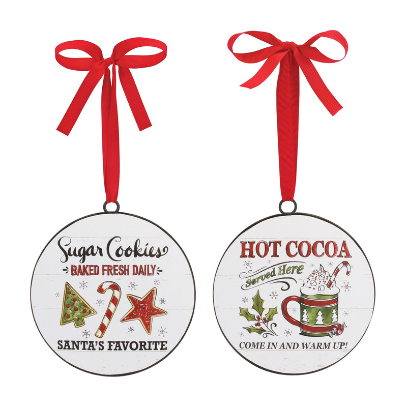 Metal Cookies and Cocoa Disc Ornament (Set of 12)