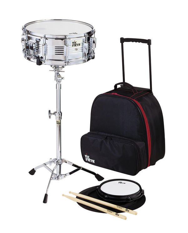 Vic Firth V6806 14″ Snare Drum Kit with Wheeled Travel Case & Practice Pad