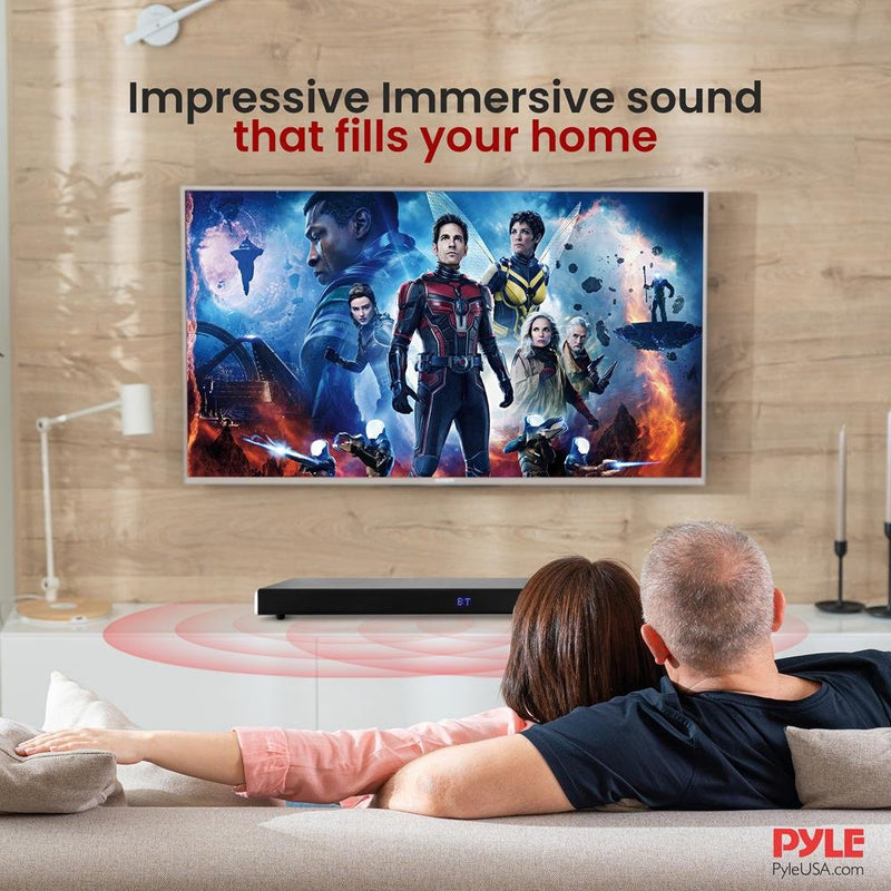 Pyle Bluetooth HD Tabletop TV Sound Bar Speaker System – HDMI, 2.1 Channel