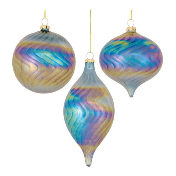 Irredescent Glass Swirl Ornament (Set of 6)