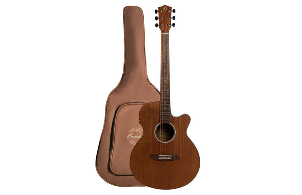 Bamboo 41″ Dreadnought Cutaway Mahogany Guitar w/ EQ & Gig Bag