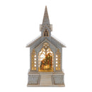 Melrose LED Snow Globe Church with Nativity 8.25"H