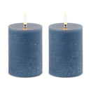 Melrose FIA Wick Blue Pillar Candle (Set of 2)