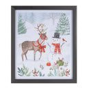 Melrose Framed Snowman and Deer Print 11"H