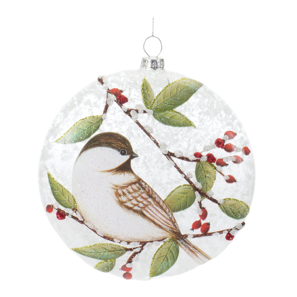 Glass Chickadee Bird Ball Ornament (Set of 6)