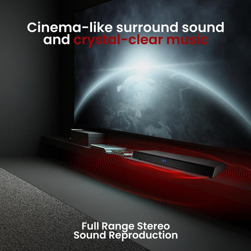 Pyle Bluetooth HD Tabletop TV Sound Bar Speaker System – HDMI, 2.1 Channel