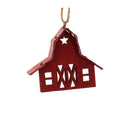 Rustic Wooden Barn Ornament with Metal Accent and Jute Hanger (Set of 24)