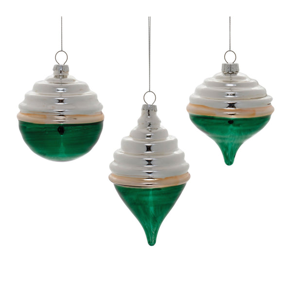 Two-Tone Tiered Glass Ornament (Set of 12)