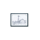 Melrose Framed Sketch Art Barn Print Wall Decor, Rustic
