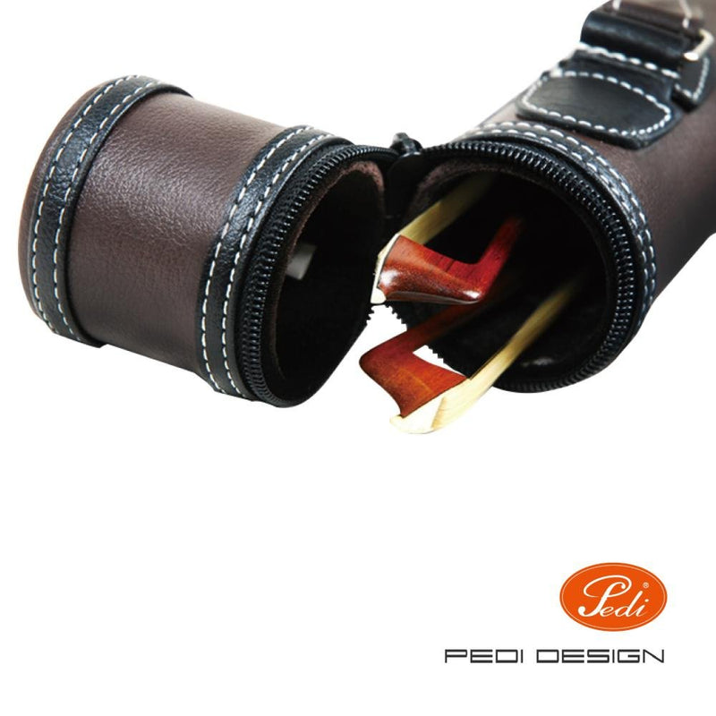 Pedi Premium Violin/Viola/Cello Bow Tube - Fits 2 Bows - Brown Faux Leather