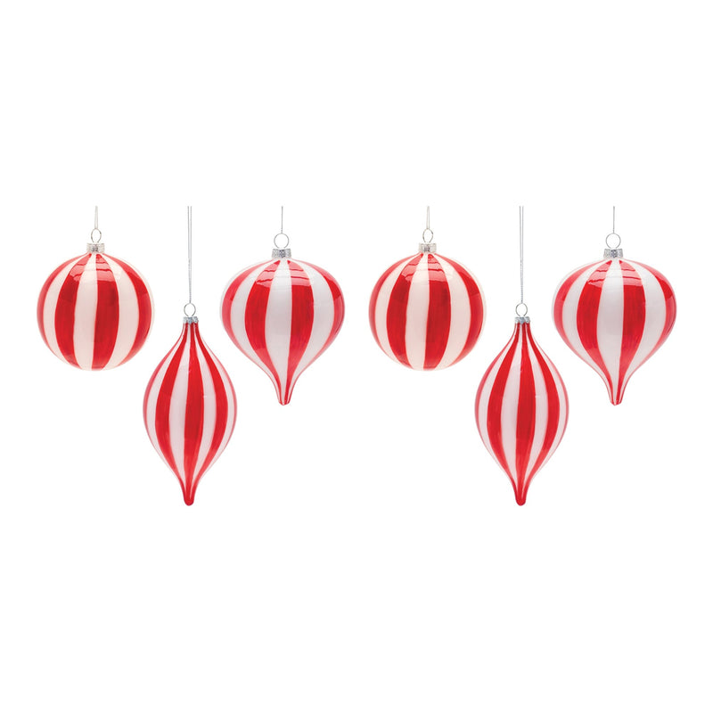 Striped Glass Ornament (Set of 6)