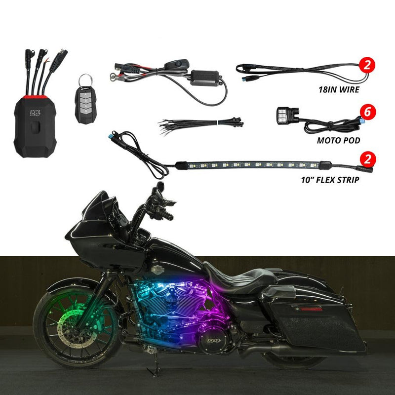 XKGlow XKmax RGB+W addressable Motorcycle Underglow App Control L - MX-MOTO-MINI