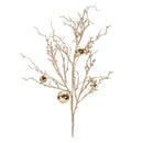 Melrose Flocked Twig Branch with Sleigh Bells (Set of 6)