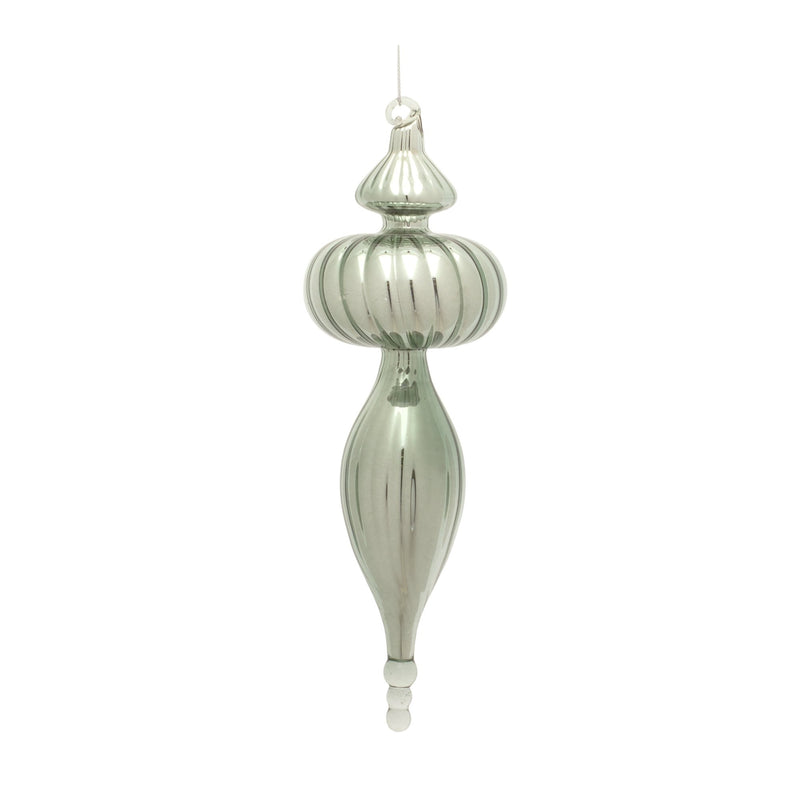 Sage Green Glass Finial Drop Ornament (Set of 6)