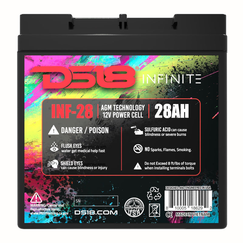 DS18 INF-28AH 1000 Watt 28AH 12V Infinite AGM Power Cell Battery