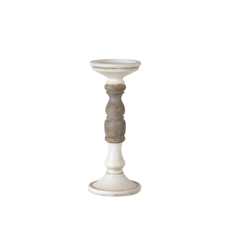 Melrose Ivory Candle Holder with Wood Accent (Set of 3)