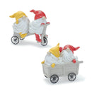 Melrose Whimsical Garden Gnome Figurine Riding a Scooter and Wheelbarrow (Set of