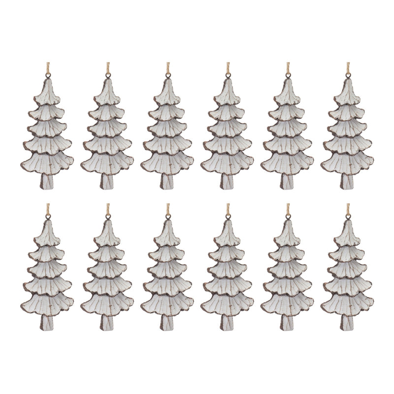 Carved Pine Tree Ornament (Set of 12)